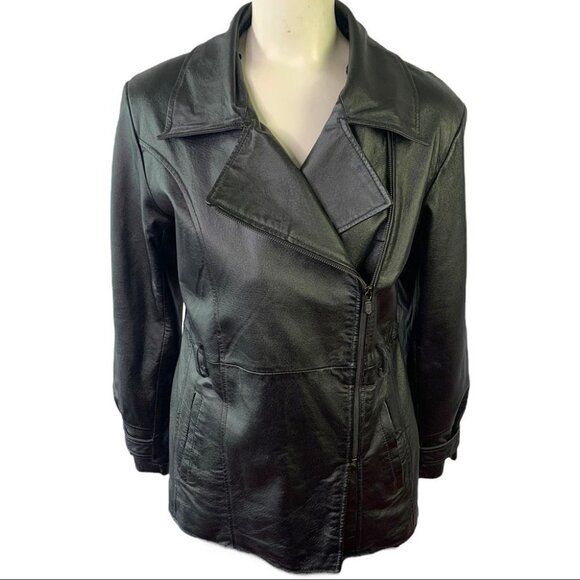 CHEROKEE BLACK LEATHER COAT GENUINE LEATHER JACKET WITH ZIPPER NWOT SIZE SMALL - Picture 9 of 9